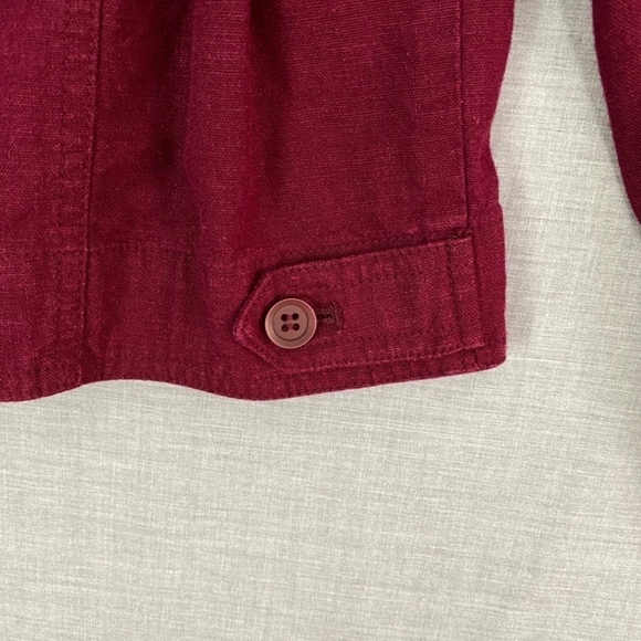 JM Jennifer Moore Linen Blend Shirt Womens 12 Top Wine Red Pockets Button Down - Picture 5 of 8